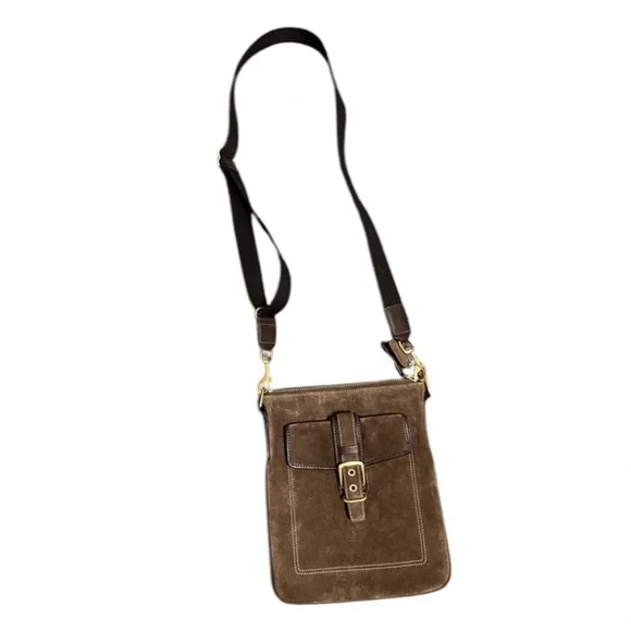 Coach Brown Suede Crossbody - Picture 2 of 6